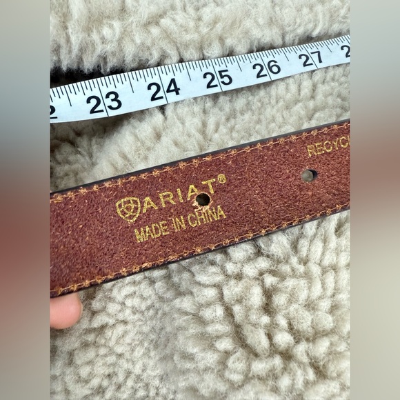 Ariat Boy's Tooled Western Belt with Removable Buckle size 24 30in black leather - Picture 5 of 17